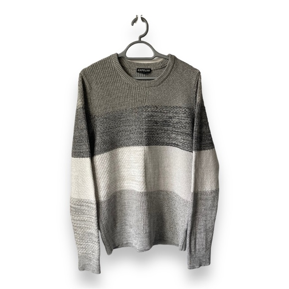 Express Other - Grey Express Block Crewneck Knitted Jumper